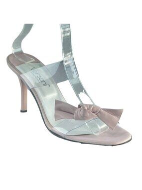 Versani Womens Pink Bow Detail Clear Strap Heels Size 8